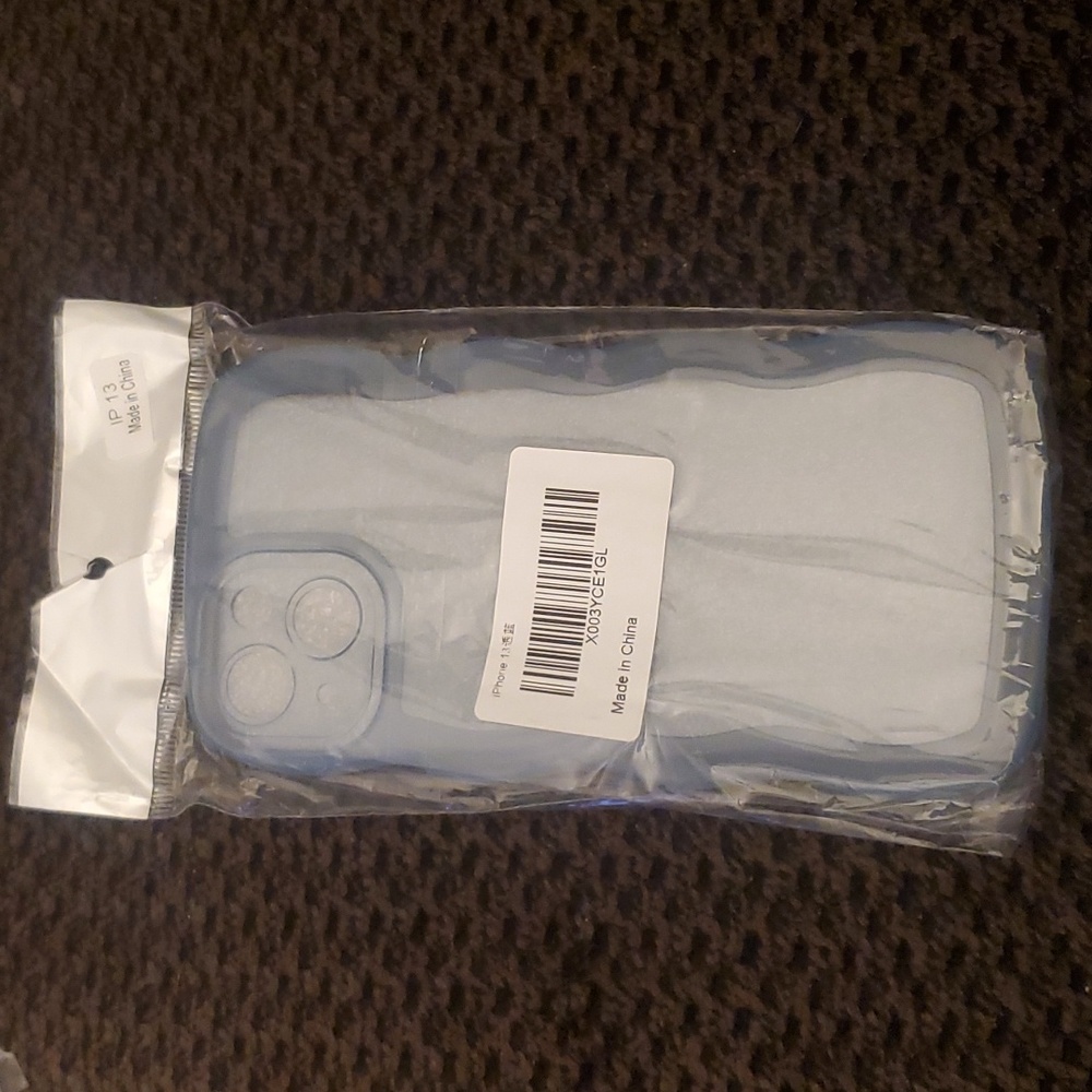 iPhone 13 Case Wavy Edge Clear Back Design Blue